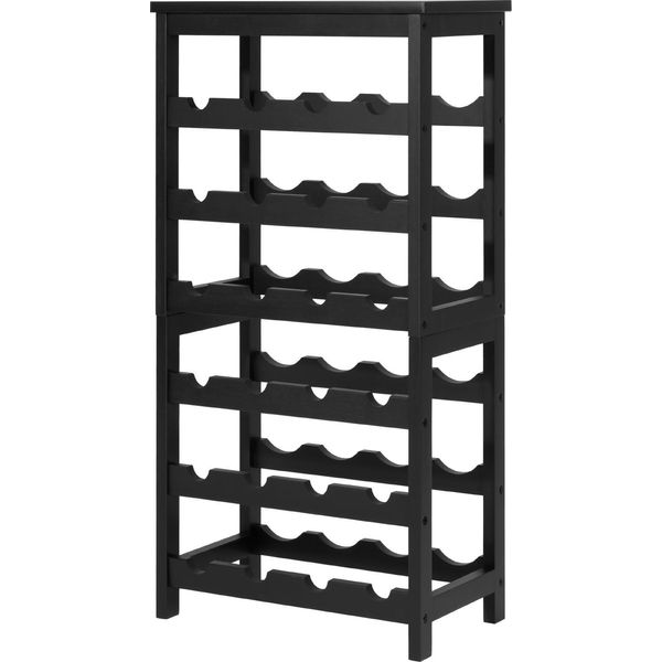 Succebuy Portabottiglie Da Terra Per 24 Bottiglie, 6 Livelli, Robusto Portabottiglie Con Capacità Di Carico Di 36 Kg, Ideale Per Cucina, Cantina, Bar, Sala Da Pranzo O Soggiorno, Portabottiglie Da Vino In Nero-image