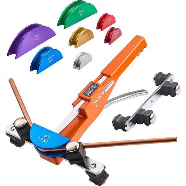 Vevor Curvatubi, 6-22 Mm, Curvatubi Fino A 90°, Avanti, Curvatubi Con 7 Ganasce In Lega Di Alluminio Colorate, Utensili Hvac, Per Tubi In Rame In Impianti Hvac, Impianti Di Climatizzazione E Refrigerazione-image