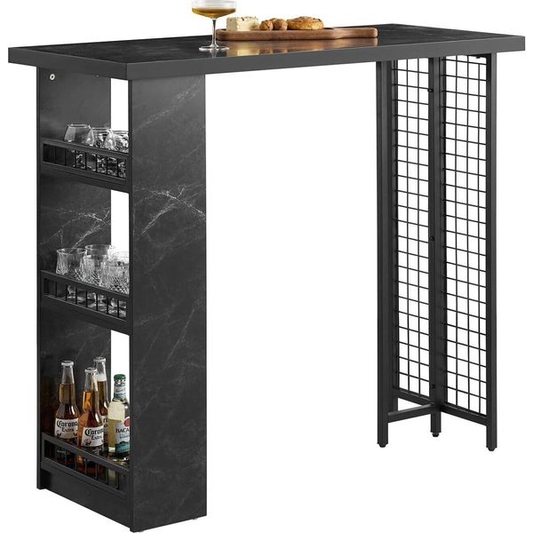 Tavolo Da Bar Di Design Sobuy, Tavolo Da Pranzo, Tavolo Da Cucina, Tavolo Da Bistrot Con 3 Ripiani, Tavolo Da Bar Con Porta Bicchieri E Bottiglie Di Vino, Per Cucina, Sala Da Pranzo-image