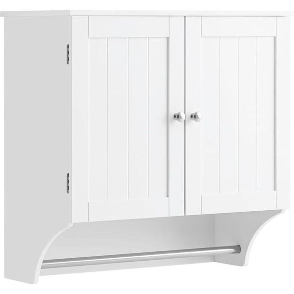Armadietto Da Bagno Sobuy, Pensile Alto, Pensile, Portasciugamani A 2 Ante, Con 2 Ripiani Regolabili Per Cucina, Corridoio, Bagno-image