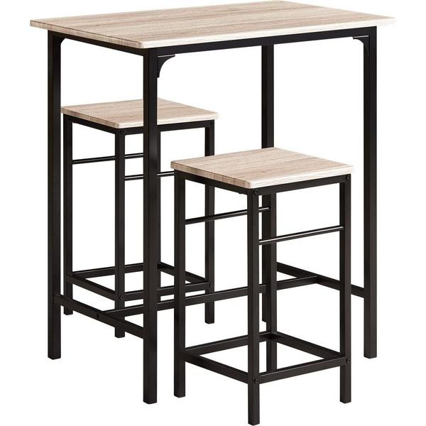 Sobuy Tavolo Bistrot 3 Pezzi Con 2 Sedie Set Tavolo Bar Tavolo Da Pranzo-image