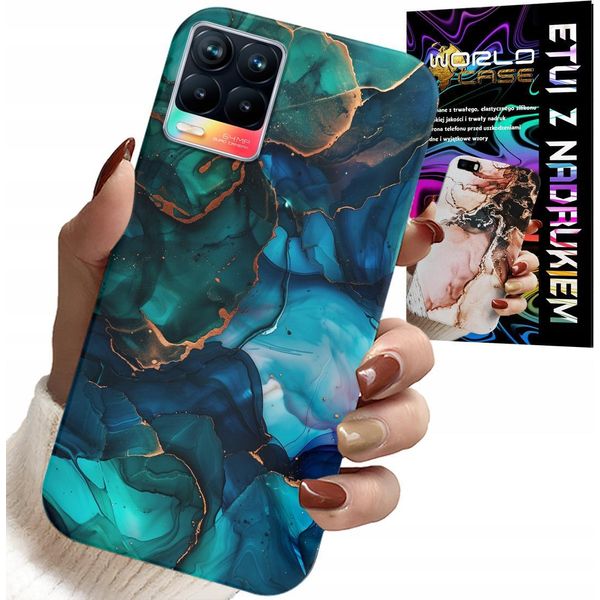 Custodia Per Realme 8 / 8 Pro - Blu Verde Marmo Motivi-image