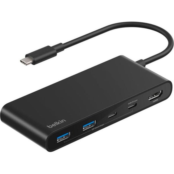 Belkin Connect, Usb Tipo-C, Hdmi, Usb 2.0 Tipo-A, Usb 3.2 Gen 1 (3.1 Gen 1) Tipo-C, Microsd (Transflash), Sd, Nero, Cavo Rotondo, 0,2 M-image