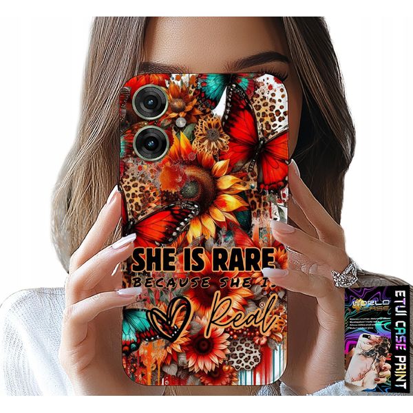Custodia Per Realme Note 60 - She Is Rare, Girasoli, Fiori, Farfalle-image