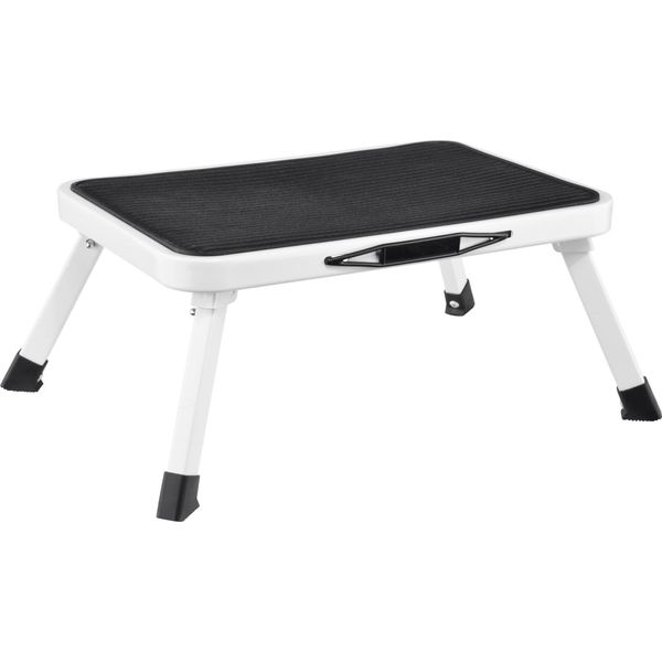 Hi 40483 Gradino Pieghevole Acciaio / Plastica, Portata Fino A 150 Kg, Pieghevole, 38 X 26 X 17,5 Cm, Nero/Bianco (1 Pezzo)-image