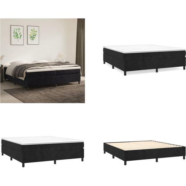 Vidaxl Letto Boxspring Nero 200X200 Cm In Velluto - Letto Boxspring - Boxspringbetten - Bett - SchlafzimmermöBel-image