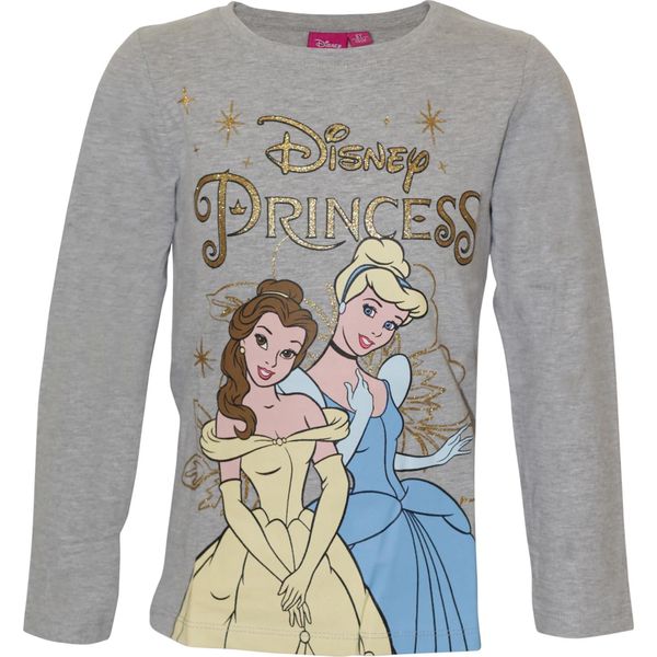 Disney Princess - Maglietta Per Bambina NS5923 (98) (Grigio Screziato/Giallo/Blu)-image