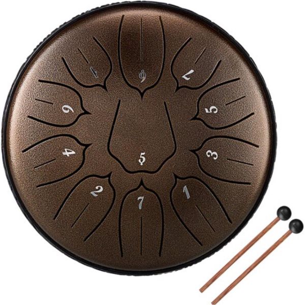Doctor Tongue Drum In Acciaio - Tamburo A Tamburo In Acciaio - Handpan - Singing Bowl - Con Bacchette - Bronzo-image