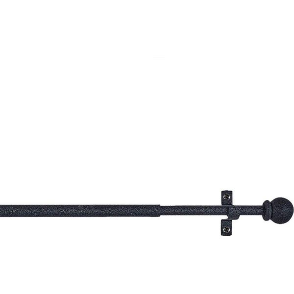 Cintacor | Asta Decorativa Per Tende, Supporto Per Asta Per Tende In Metallo Estensibile Con Viti E Staffe, Asta Regolabile | Diametro 10Mm | Colore: Sphere Black, 120-215Cm-image