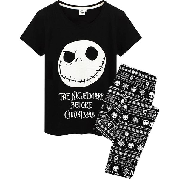 Nightmare Before Christmas - Pigiama Con Pantaloni Lunghi Per Bambino NS7096 (140) (Bianco/Nero)-image