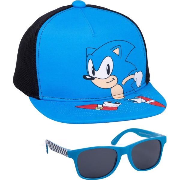Sonic The Hedgehog - Set Di Cappellini Da Baseball Per Bambini NS7411 (Taglia Unica) (Blu/Nero)-image