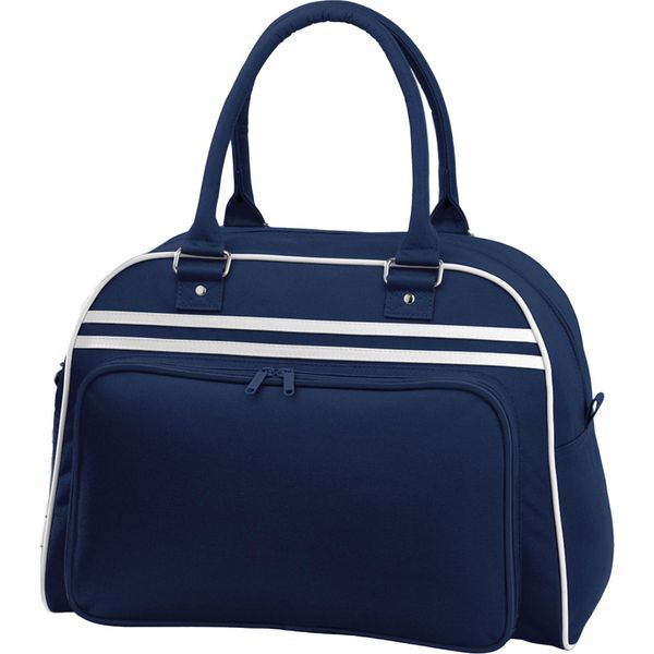 Bagbase - Borsa Da Bowling, Retrò PC6174 (Taglia Unica) (Blu Scuro/Bianco)-image