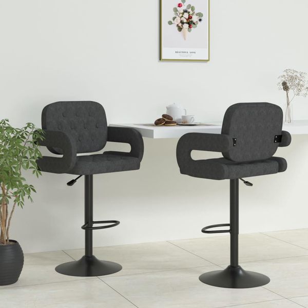 Mobili Sgabello Da Bar 2 Pz. Tessuto Grigio Scuro - Sgabello Da Bar 335618-image