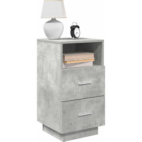 Maison Exclusive - Comodino Con 2 Cassetti Grigio Cemento 36X36X68 Cm-image