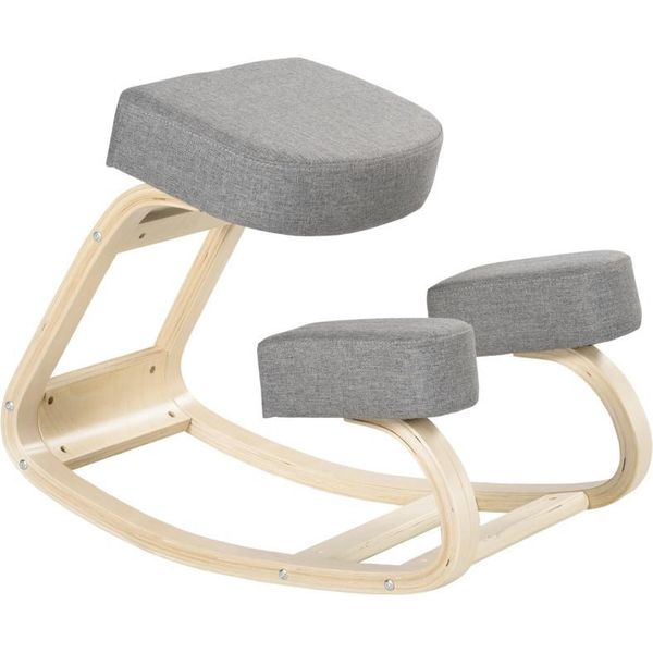 Sedia Fortuna Lai, Sgabello Ergonomico, Sgabello Imbottito Per Una Postura Sana, Legno Di Betulla, Portata Massima 120 Kg, Grigio-image