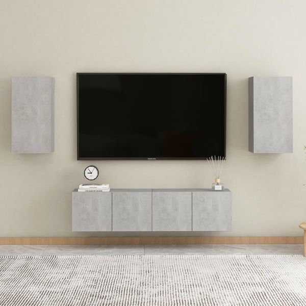 Maison Exclusive - Set Di Mobili Porta Tv 4 Pz Grigio Cemento In Legno Multistrato-image