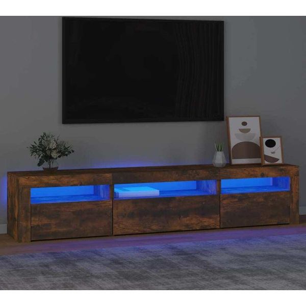 Maison Exclusive - Mobile Porta Tv Con Luci Led Rovere Fumo 195X35X40 Cm-image