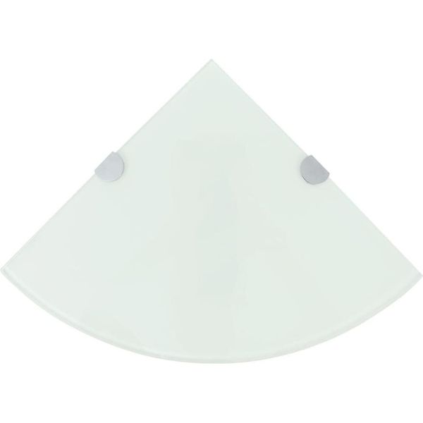The Living Store Mensola Ad Angolo Con Staffe Cromate In Vetro Bianco 25 X 25 Cm-image