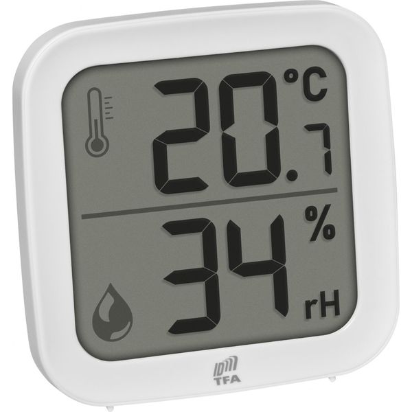 Tfa.Me Trasmettitore Termoigrometrico ID-A0 Indoor Tfa 30.3908 Ampio Display Temperatura Umidità : Bianco : Senza Batterie-image