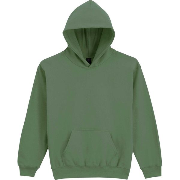 Gildan - Felpa Con Cappuccio "Softstyle"" Per Bambini, Peso Medio, Pile BC7167 (128) (Verde Militare)"-image