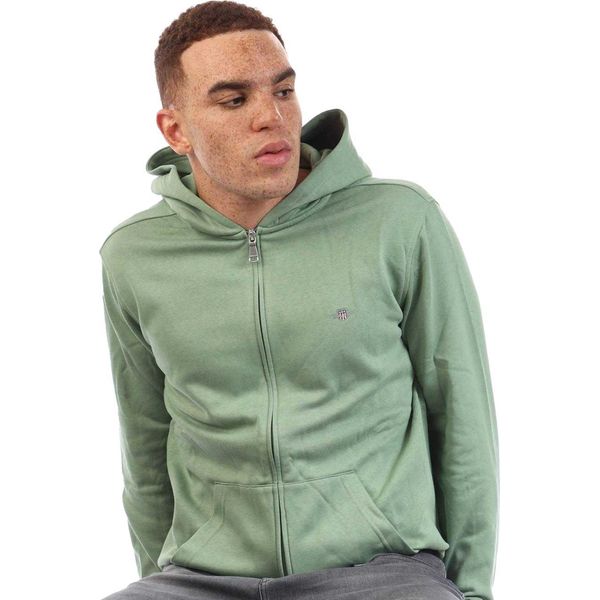 Gant - Felpa Con Cappuccio Da Uomo, Zip Integrale GT11778 (L) (Verde)-image