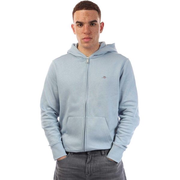Gant - Felpa Con Cappuccio Da Uomo, Zip Integrale GT11778 (L) (Blu)-image