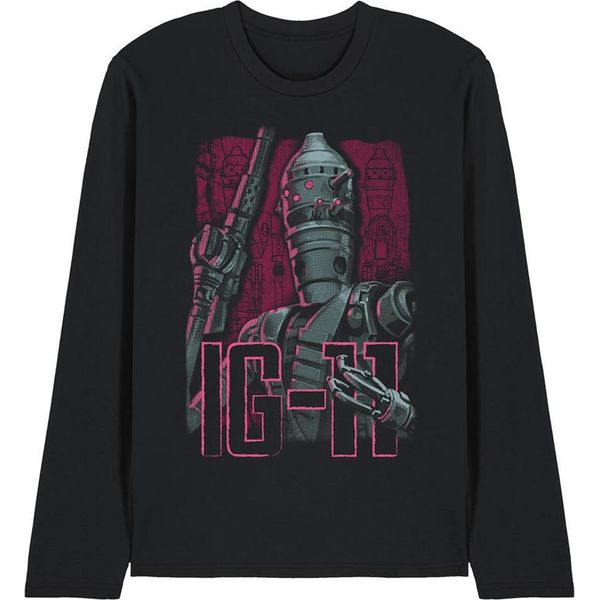 Star Wars: The Mandalorian - Maglietta "Ig11"" Per Uomo/Donna Unisex, Maniche Lunghe TV30186 (Xl) (Nero)"-image