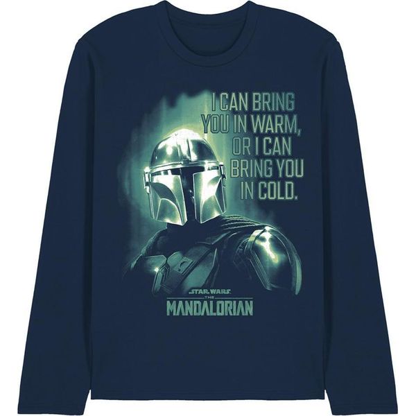 Star Wars: The Mandalorian - Maglietta "Bring You In Cold"" Per Uomo/Donna Unisex, Maniche Lunghe TV30170 (L) (Blu Navy)"-image