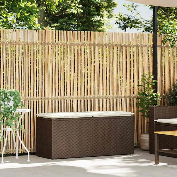 Syfax™ Panca Da Giardino Con Cuscino Marrone 110X40X44Cm In Polyrattan-image