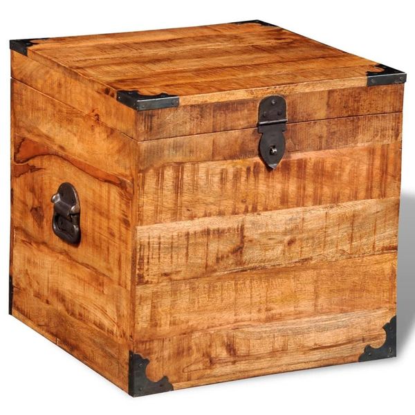 Syfax™ Cassapanca Di Stoccaggio A Cubo In Legno Ruvido Di Mango-image