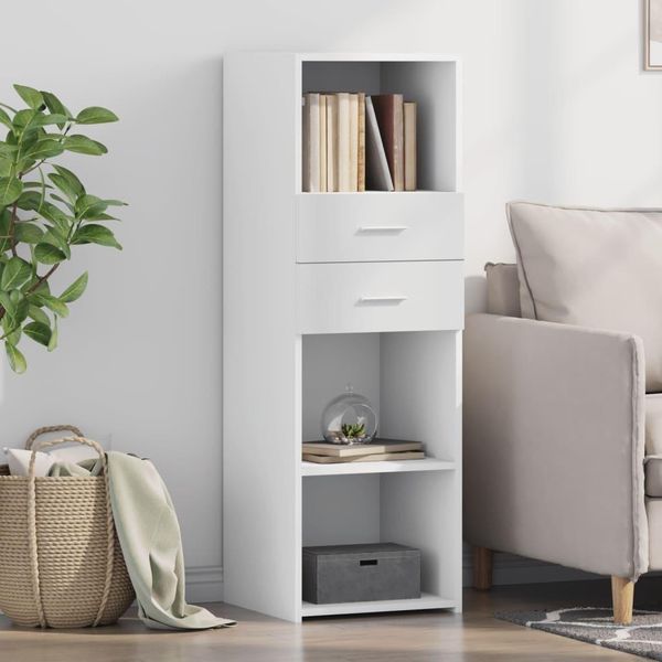 Maison Exclusive - Credenza Alta Bianca 40X42,5X124 Cm Materiale Ligneo-image