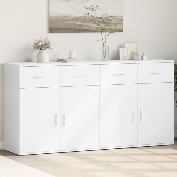 Maison Exclusive - Credenze 2 Pz Bianche 79X38X80 Cm In Legno Multistrato-image