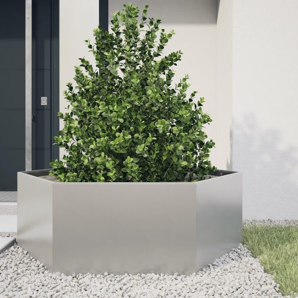 Maison Exclusive - Vaso Da Fiori Esagonale 138X120X45 In Acciaio Inossidabile-image