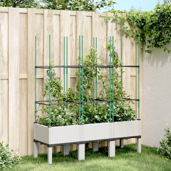 Maison Exclusive - Fioriera Con Griglia Rampicante Bianca 120X40X142,5 Cm Pp-image