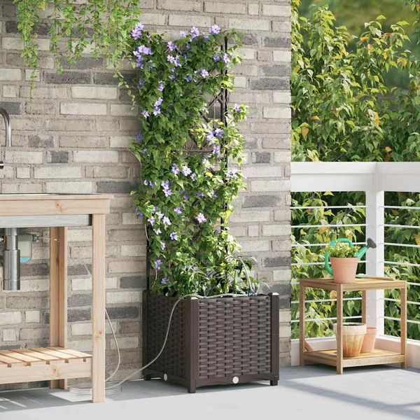 Maison Exclusive - Vaso Da Giardino Marrone 40 X 40 X 142 Cm In Acciaio-image