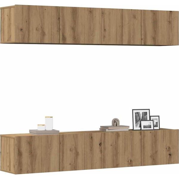 Maison Exclusive - Mobili Tv A Parete 4 Pz Rovere Artigianale In Legno Multistrato-image