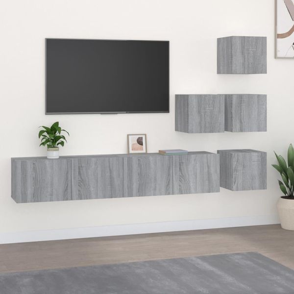 Maison Exclusive - Mobile Porta Tv A Parete Grigio Sonoma In Legno Multistrato-image
