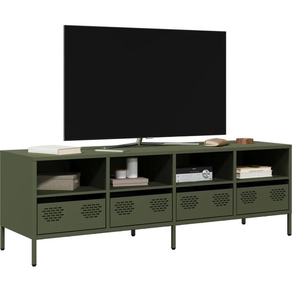 Maison Exclusive - Mobile Tv Verde Oliva 135X39X43,5 Cm Acciaio Laminato A Freddo-image