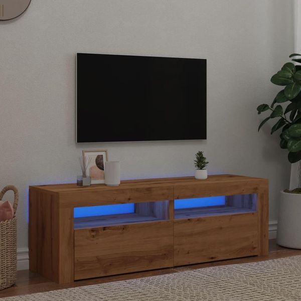 Maison Exclusive - Mobile Tv Con Led In Rovere Artisan 120X35X40 Cm Materiale Ligneo-image
