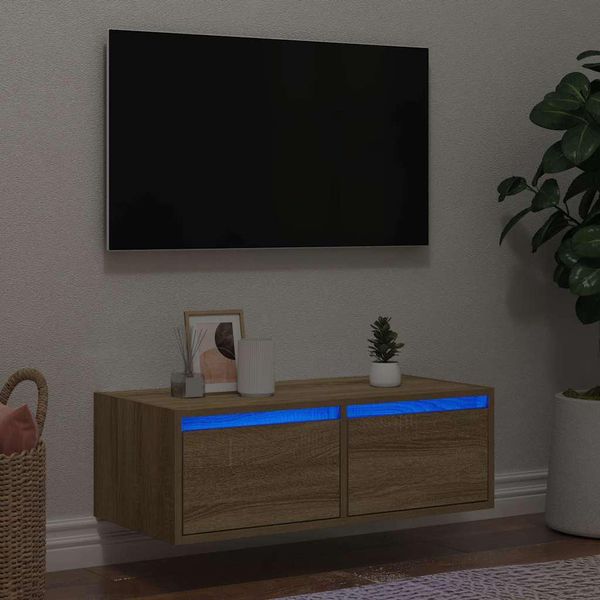 Maison Exclusive - Mobile Tv Con Luci Led In Rovere Sonoma 75X35,5X25 Cm-image