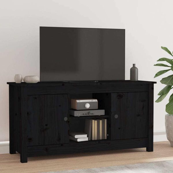 Maison Exclusive - Mobile Tv Nero 103X36,5X52 Cm In Legno Massello Di Pino-image