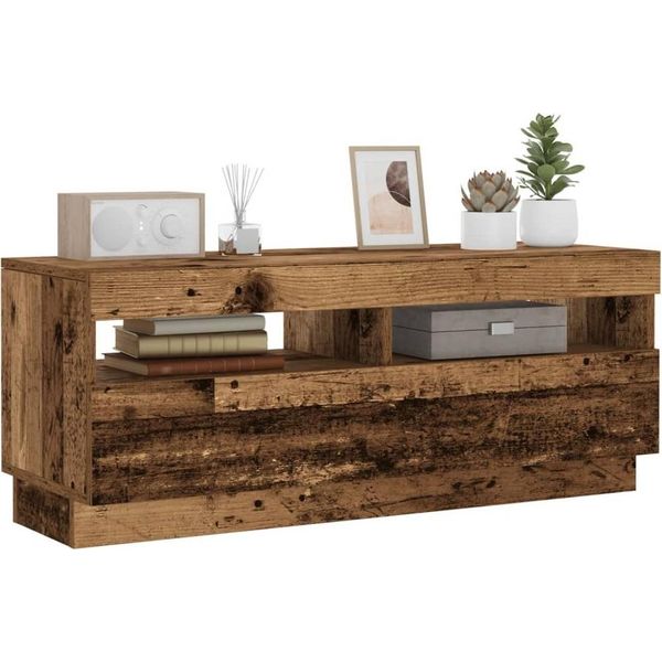 Maison Exclusive - Mobile Tv Con Luci Led Effetto Legno Antico 100X35X40 Cm-image