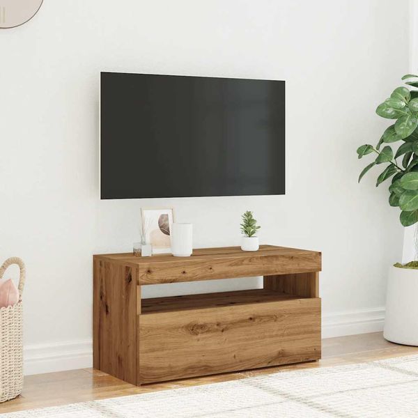 Maison Exclusive - Mobile Tv Con Luci Led Rovere Artisan 75X35X40 Cm-image