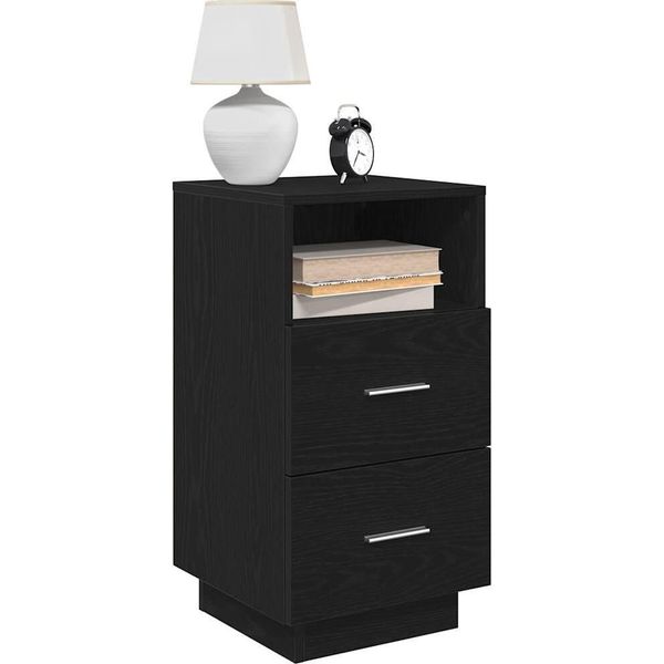 Maison Exclusive - Comodino Con 2 Cassetti Nero 36X36X68 Cm-image