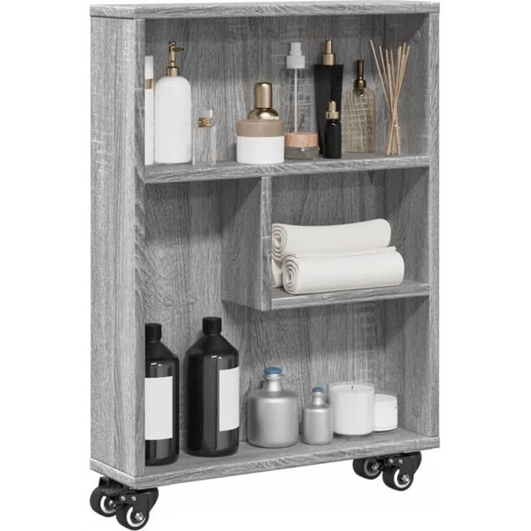Maison Exclusive - Carrello Portaoggetti Stretto Grigio Sonoma 48X13X68 Cm Materiale Ligneo-image