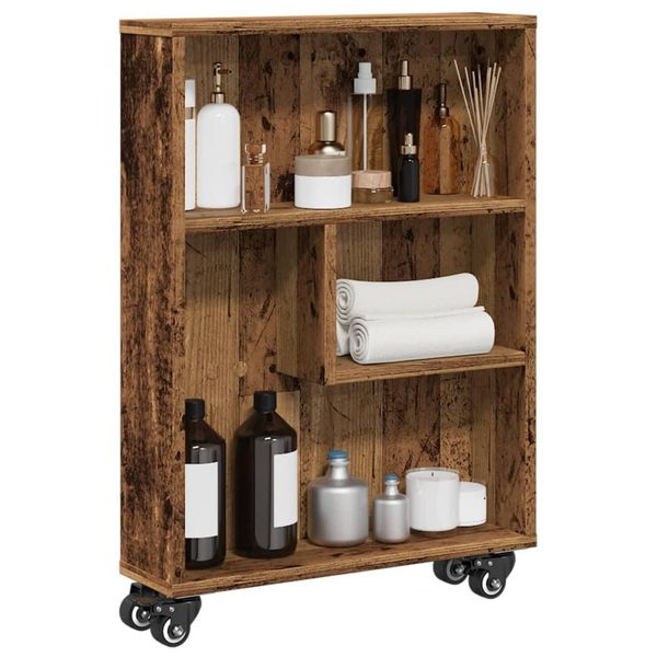 Maison Exclusive - Carrello Portaoggetti Stretto Effetto Legno Antico 48X13X68 Materiale Ligneo-image