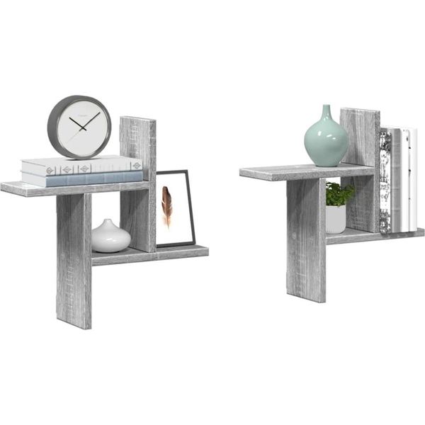 Maison Exclusive - Mensole Da Parete 2 Pezzi Grigio Sonoma 38X12X38 Cm Materiale Ligneo-image