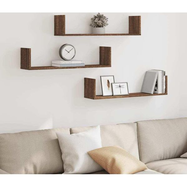 Maison Exclusive - Mensole Da Parete 3 Pezzi Effetto Rovere 80X18X18 Cm Materiale Ligneo-image