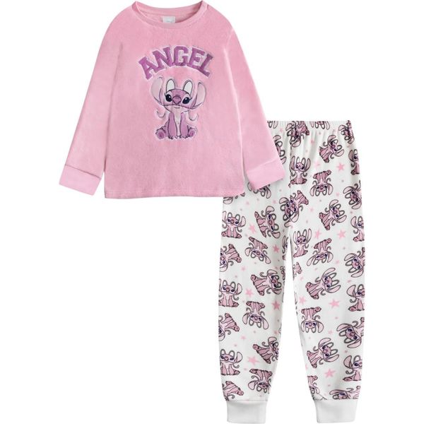 Lilo & Stitch - Pigiama Con Pantaloni Lunghi Per Bambine, Maniche Lunghe NS9668 (116) (Rosa)-image
