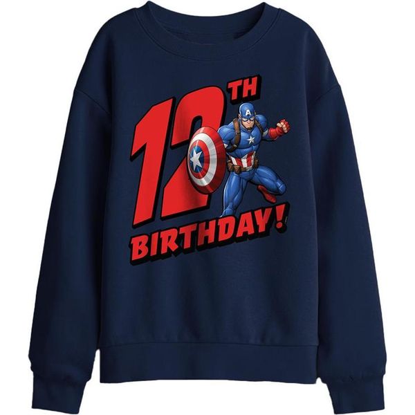 Captain America - Felpa Per Bambini, 12° Compleanno TV29939 (116) (Blu Navy)-image